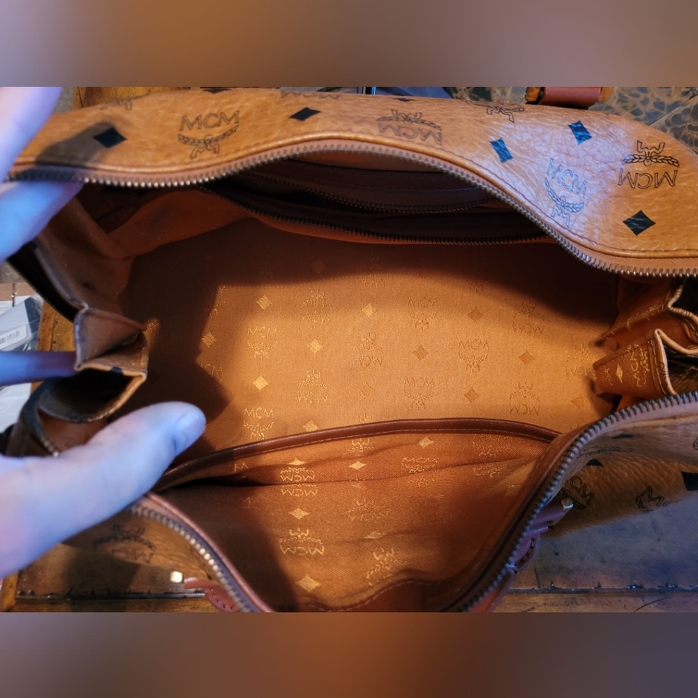 MCM Cognac Visetos Satchel Bag - Picture 8 of 9